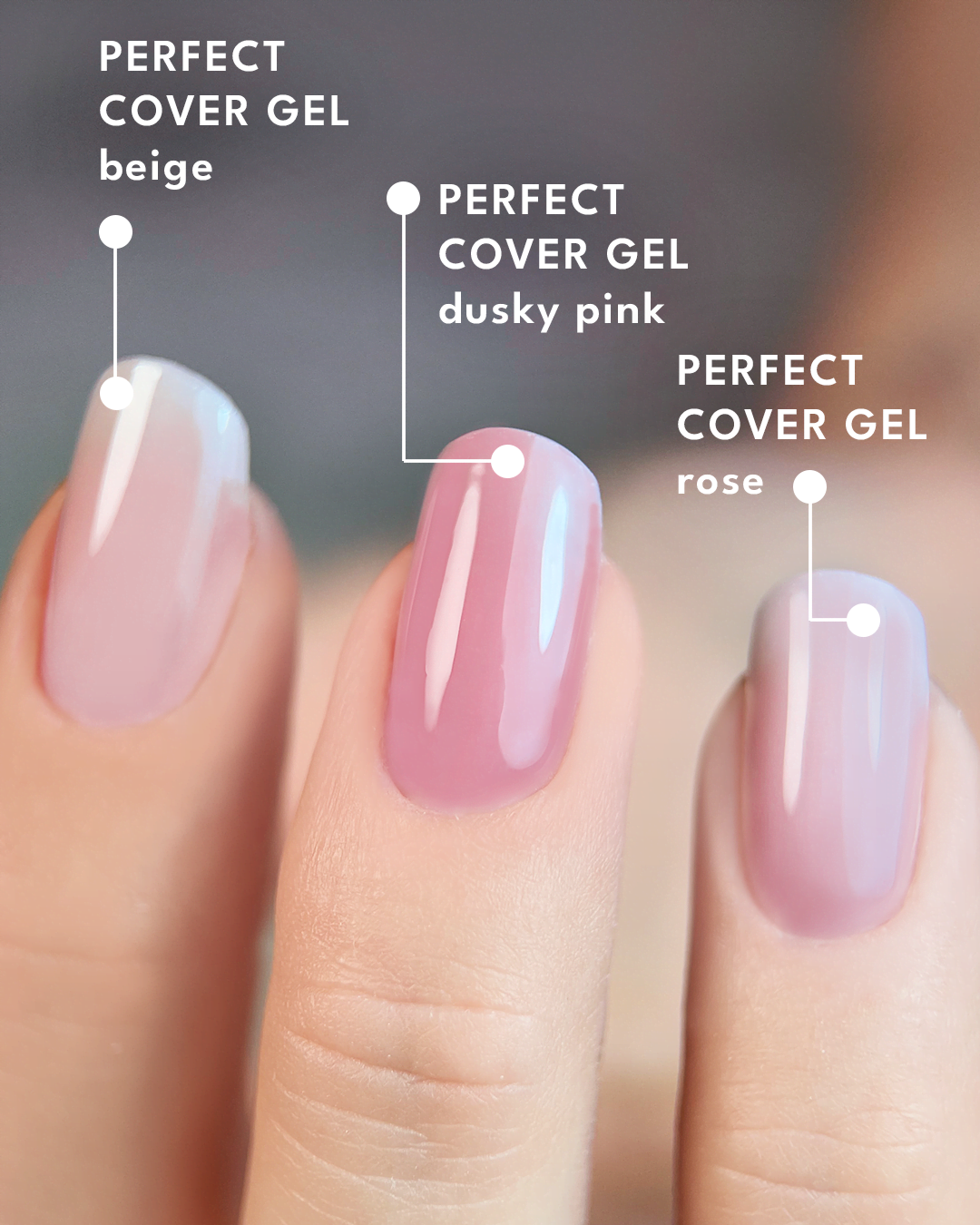 zestawienie kolorów żeli do paznokci Perfect Cover Gel Eclair Nail